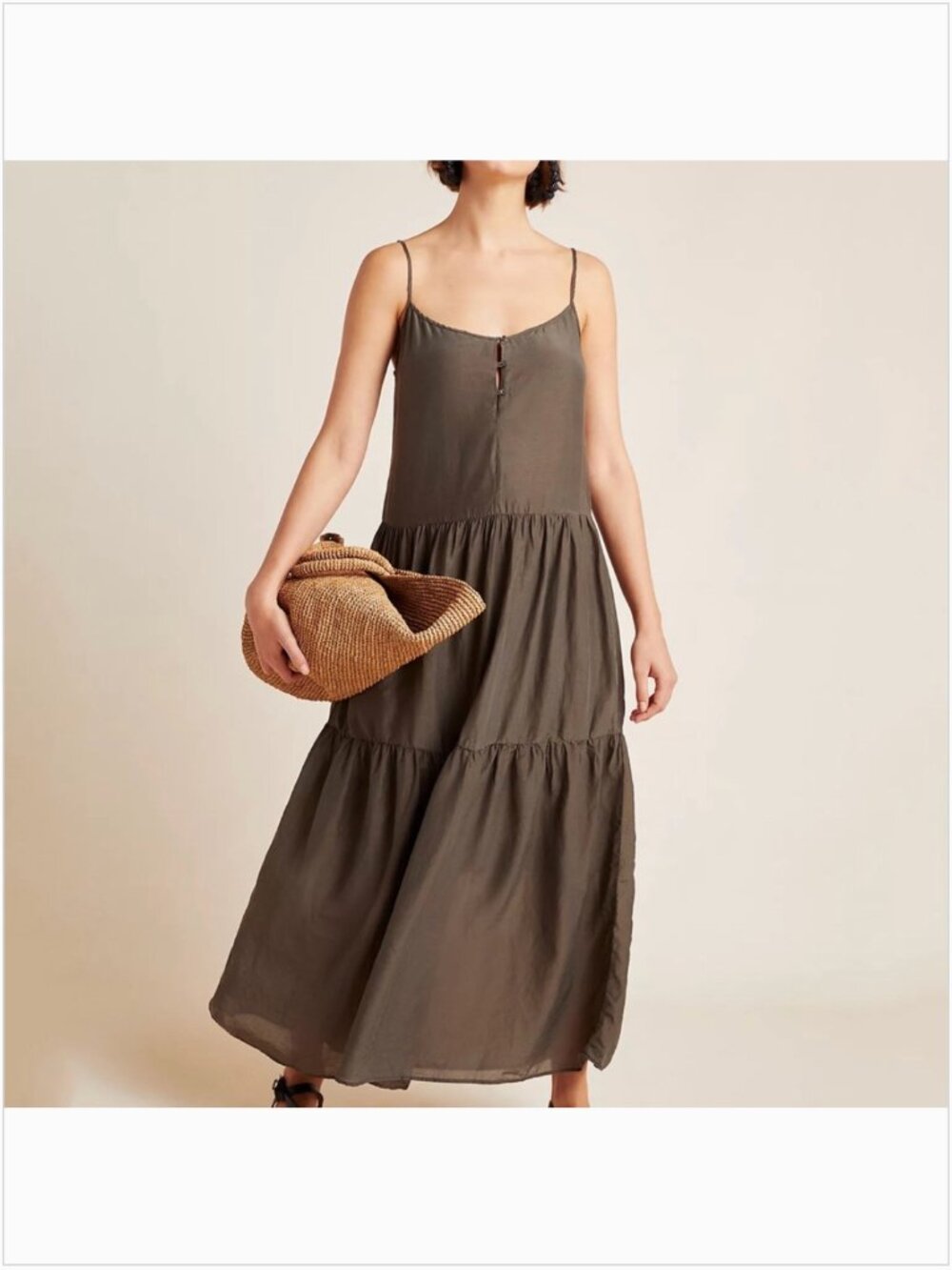Anthropologie Velvet Simone Silk Blend Tiered Maxi Dress NWT